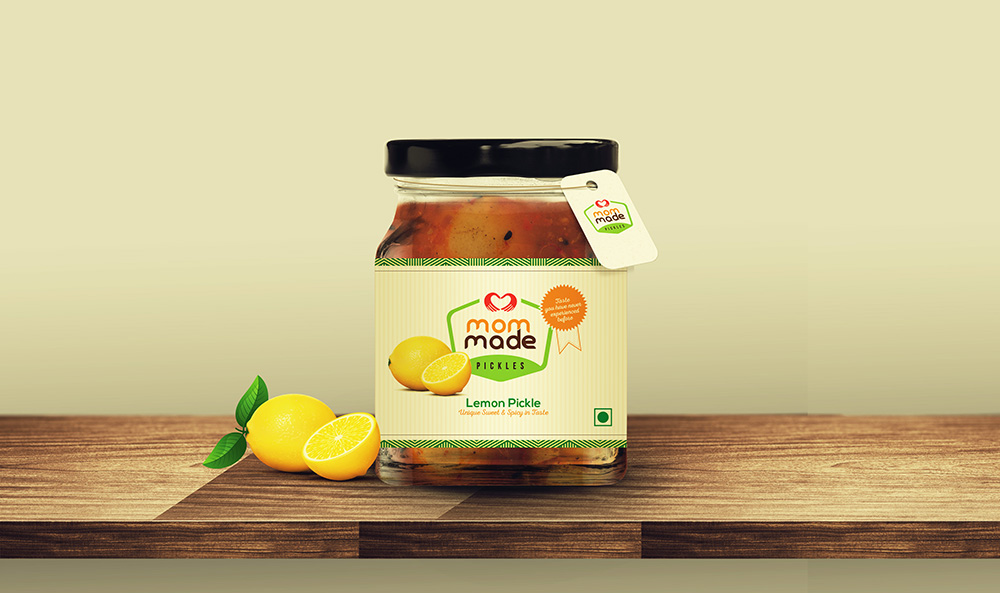 mom made lemon pickle packaging design