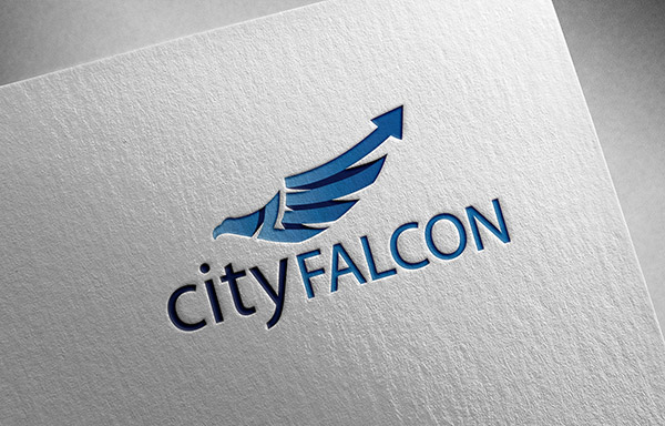 city falcon letterpressed logo