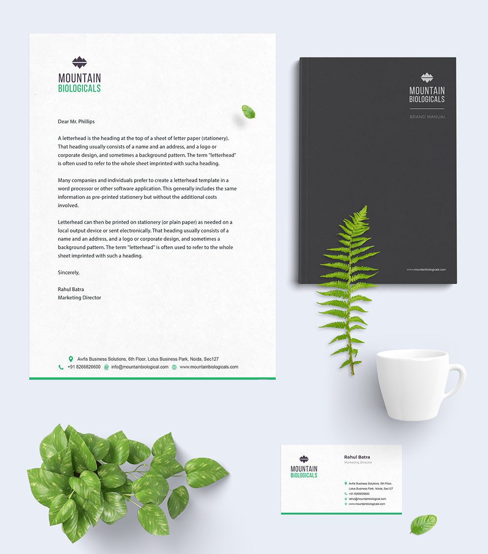mountain biologicals corporate stationary design